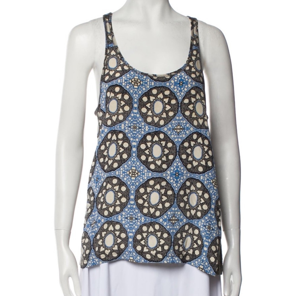 SEA NY Blue and Black Patterned Women's Top - S